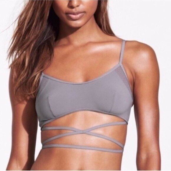 Victorias Secret Womens Size XS Wrap Around Strappy Mesh Bralette in Gray 665 - Picture 2 of 8